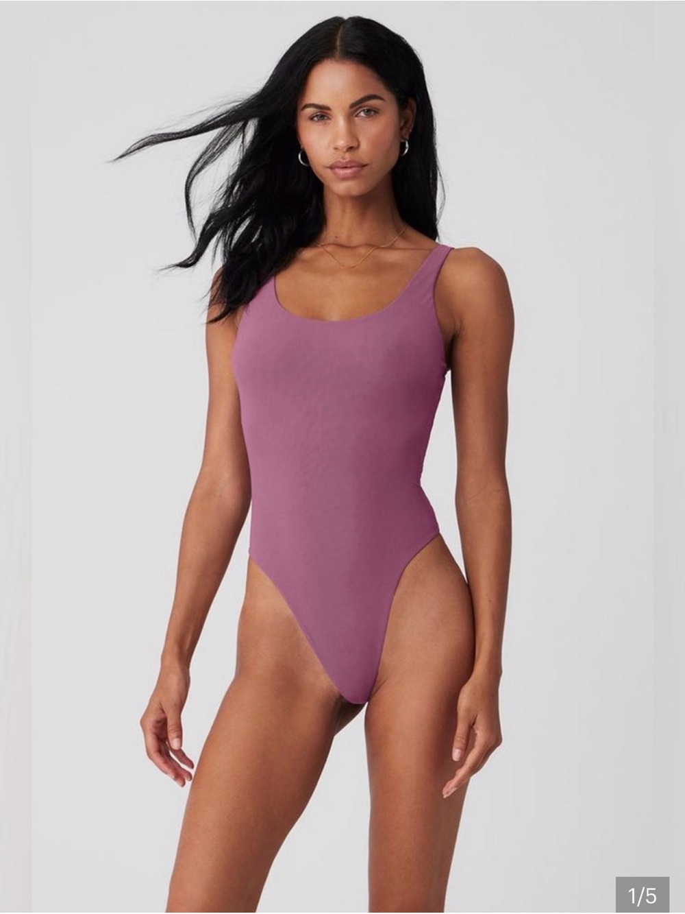 ALO YOGA
Mesh Sheer Illusion Bodysuit Top In soft mulberry , Size m